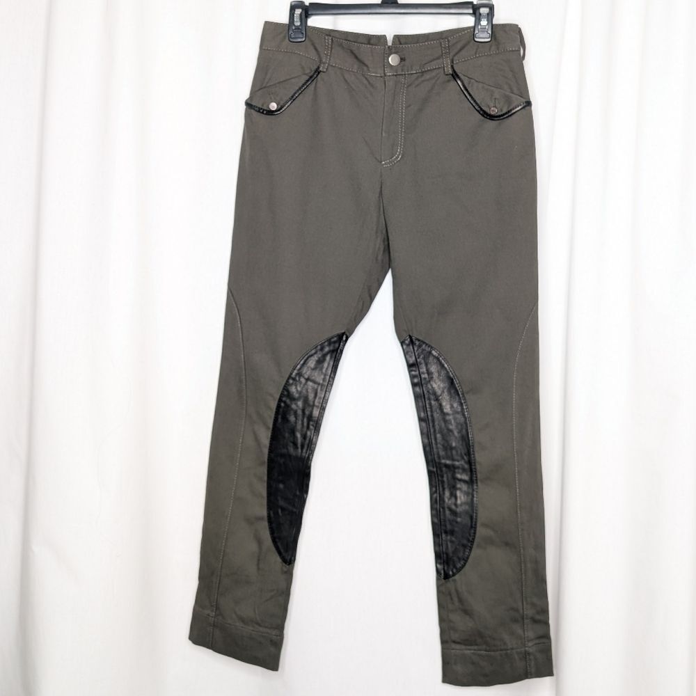 Marissa Webb Green Pants with Leather Knee Patch